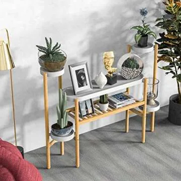 Wisuce Bamboo Plant Stands Indoor, 3 Tier Tall Corner Plant Stand Holder & Plant Display Rack for Garden Outdoor (3-2 Tier)