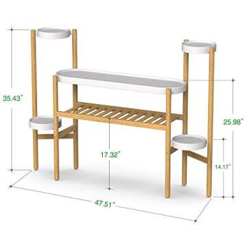 Wisuce Bamboo Plant Stands Indoor, 3 Tier Tall Corner Plant Stand Holder & Plant Display Rack for Garden Outdoor (3-2 Tier)
