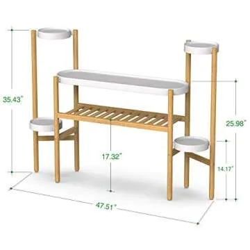 Wisuce Bamboo Plant Stands Indoor, 3 Tier Tall Corner Plant Stand Holder & Plant Display Rack for Garden Outdoor (3-2 Tier)
