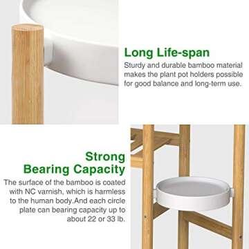 Wisuce Bamboo Plant Stands Indoor, 3 Tier Tall Corner Plant Stand Holder & Plant Display Rack for Garden Outdoor (3-2 Tier)