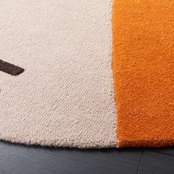 SAFAVIEH Rodeo Drive Collection Area Rug - 8' Round, Ivory & Light Pink, Handmade Mid-Century Modern Abstract Wool, Ideal for High Traffic Areas in Living Room, Bedroom (RD860A)