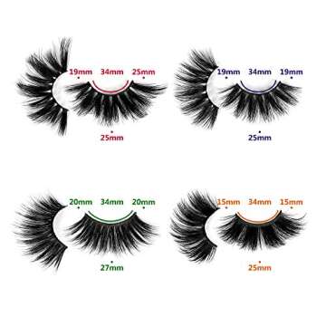 Pawotence 25MM Fluffy Mink Lashes 5D Dramatic Thick Long False Eyelashes Wispy 4 Variety Styles Mixed Faux Mink Lashes 20 Pairs Soft Big Lashes Reusable Handmade Fake Eyelashes Pack