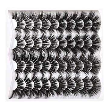 Pawotence 25MM Fluffy Mink Lashes 5D Dramatic Thick Long False Eyelashes Wispy 4 Variety Styles Mixed Faux Mink Lashes 20 Pairs Soft Big Lashes Reusable Handmade Fake Eyelashes Pack