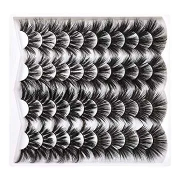 Pawotence 25MM Fluffy Mink Lashes 5D Dramatic Thick Long False Eyelashes Wispy 4 Variety Styles Mixed Faux Mink Lashes 20 Pairs Soft Big Lashes Reusable Handmade Fake Eyelashes Pack