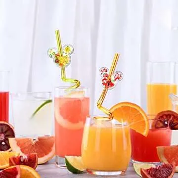 Glitter Mouse Ear Party Straws for Birthday and Baby Shower