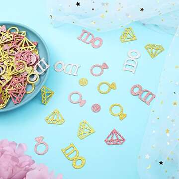 300 Pieces Wedding Table Confetti Glitter Diamond Ring Confetti Bridal Shower Engagement Table Confe...
