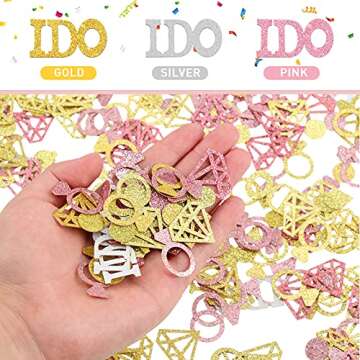 300 Pieces Wedding Table Confetti Glitter Diamond Ring Confetti Bridal Shower Engagement Table Confetti for Bachelorette Bridal Shower Party Decorations (Diamond Style)