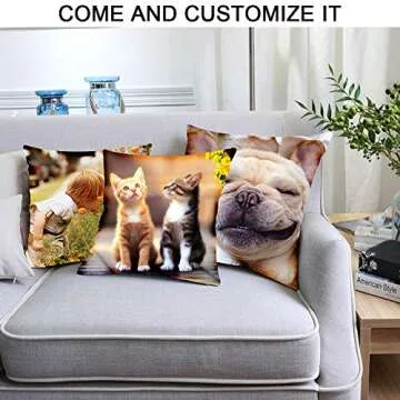 COCYBERCOC Custom Pet Pillow, Photo Pillows(Inserts Included), Design Throw Pillow with Photo Text, ...