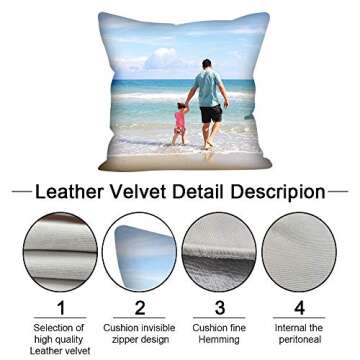 COCYBERCOC Custom Pet Pillow, Photo Pillows(Inserts Included), Design Throw Pillow with Photo Text, Personalized Memorial Gift for Birthday, Wedding Keepsake, Home Office Decoration (13 x 13 inch)