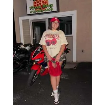 Aelfric Eden Oversized Graphic Tees Unisex Cherries Print T Shirts Casual Summer Short Sleeve Top Cotton Cute Tee Shirt