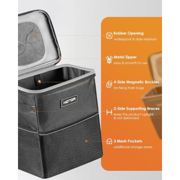 HOTOR 2 Gallon Leak-Proof Car Trash Can