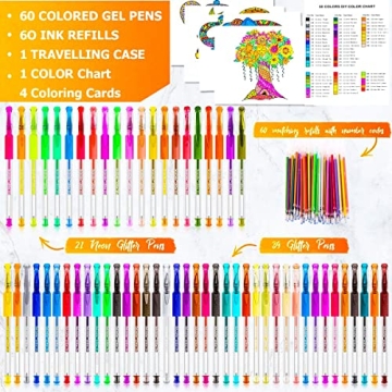 Soucolor Glitter Gel Pens Set with 120 Pack & Refills
