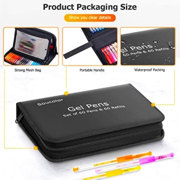 Soucolor Glitter Gel Pens Set with 120 Pack & Refills