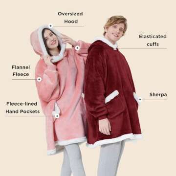 Bedsure Blanket Hoodie, Wearable Blanket for Adult & Kids as Gifts for Women Men, Birthday Gifts for...