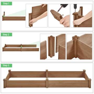 Yaheetech 8x2ft Wooden Horticulture Raised Garden Bed Divisible Elevated Planting Planter Box for Flowers/Vegetables in Backyard/Patio Outdoor, Dark Brown, 95 x 25 x 11in
