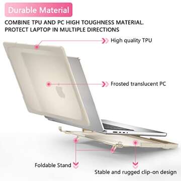 Batianda Case for New MacBook Pro 14 Inch 2024 M4 2023 2021 Release with M3 M2 M1 Pro/Max Chip Model A3112/A2918/A2992, Heavy Duty Protective Hard Shell with Foldable Kickstand & Keyboard Cover,Khaki