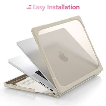 Batianda Case for New MacBook Pro 14 Inch 2024 M4 2023 2021 Release with M3 M2 M1 Pro/Max Chip Model A3112/A2918/A2992, Heavy Duty Protective Hard Shell with Foldable Kickstand & Keyboard Cover,Khaki