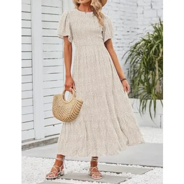 ZESICA Floral Print Flutter Sleeve Maxi Dress