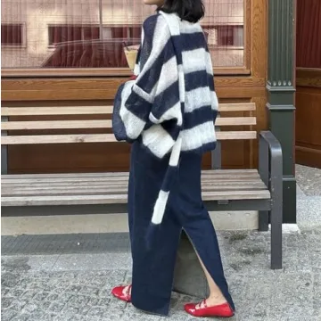 Trendy Bell Sleeves Striped Cardigans for Cozy Fashion