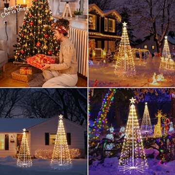 Christmas Cone Tree Light, 7ft 295 LED Light Show Christmas Tree with 8 Modes Timer Remote, Dimmable...