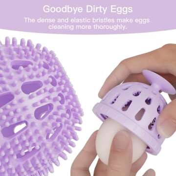 2 PCS Tewodila Silicone Egg Cleaner, Egg Washer for Fresh Eggs,Farm Fresh Egg Cleaning Brush, Practical Vegetable and Fruit Scrubber Tool - Purple