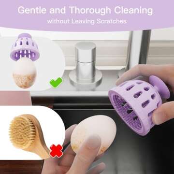 2 PCS Tewodila Silicone Egg Cleaner, Egg Washer for Fresh Eggs,Farm Fresh Egg Cleaning Brush, Practical Vegetable and Fruit Scrubber Tool - Purple