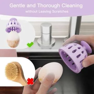 2 PCS Tewodila Silicone Egg Cleaner, Egg Washer for Fresh Eggs,Farm Fresh Egg Cleaning Brush, Practical Vegetable and Fruit Scrubber Tool - Purple