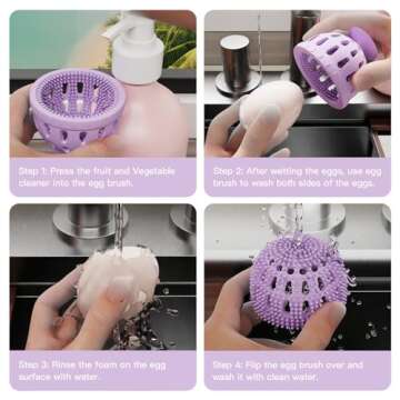 2 PCS Tewodila Silicone Egg Cleaner, Egg Washer for Fresh Eggs,Farm Fresh Egg Cleaning Brush, Practical Vegetable and Fruit Scrubber Tool - Purple
