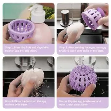2 PCS Tewodila Silicone Egg Cleaner, Egg Washer for Fresh Eggs,Farm Fresh Egg Cleaning Brush, Practical Vegetable and Fruit Scrubber Tool - Purple