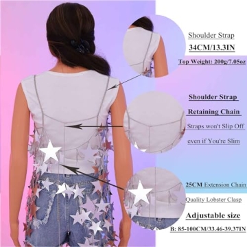 Aksod Women Sexy Star See Through Crop Top Set