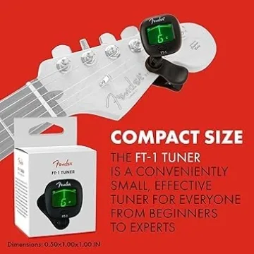 FenderMusical FT-1 Professional Clip-On Chromatic Tuner, Green Display