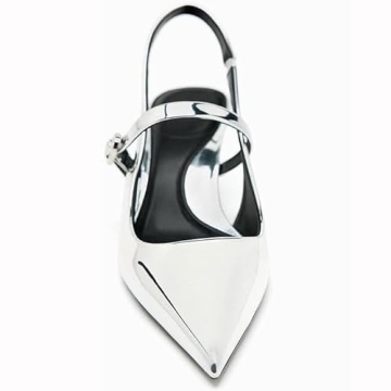 DREAMCIA Metallic Silver Slingback Heels for Women's Style
