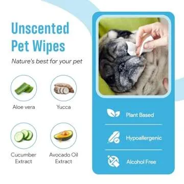 Petazy Dog Wipes for Paws and Butt Ears Eyes | Organic Pet Wipes for Dogs | Dog Wipes Cleaning Deodorizing | Extra Thick Paw Wipes for Dogs Cats Pets