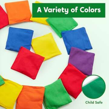 JOYIN 16 Cornhole Bean Bags for Tossing (4.7” x 4.7”), Durable Nylon All-Weather Game, Includes ...