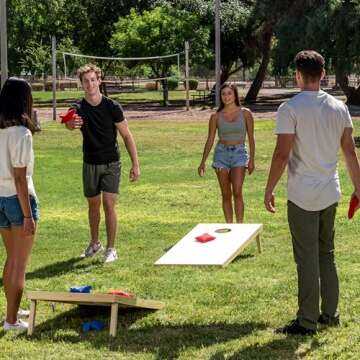 JOYIN 16 Cornhole Bean Bags for Tossing (4.7” x 4.7”), Durable Nylon All-Weather Game, Includes 15 Bean Bags and a Carry Bag, Cornhole Game Set, Party Supplies for Kids & Adults