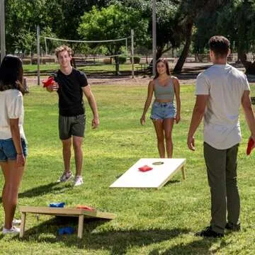 JOYIN 16 Cornhole Bean Bags for Tossing (4.7” x 4.7”), Durable Nylon All-Weather Game, Includes 15 Bean Bags and a Carry Bag, Cornhole Game Set, Party Supplies for Kids & Adults