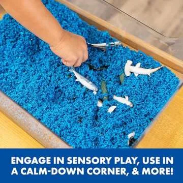 Educational Insights Playfoam Pluffle for Sensory Bins 4-Pack - Red, Blue, Orange & Black Sensory Bin Filler for Sensory Table, Great for Sensory Play