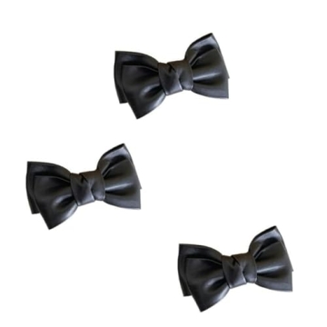 3Pcs Black PU Leather Hair Clip, Bow Duckbill Clip Korean Style Hairpin Sweet Barrette, Fashion Head...