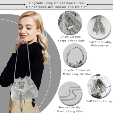 TOPALL Sparkly Rhinestone Evening Bag for Women