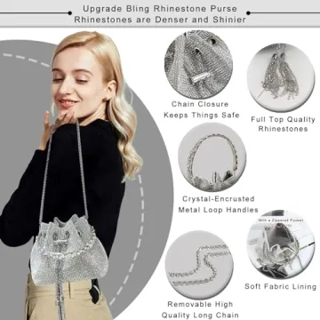 TOPALL Sparkly Rhinestone Evening Bag for Women