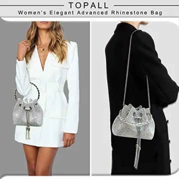 TOPALL Sparkly Rhinestone Evening Bag for Women