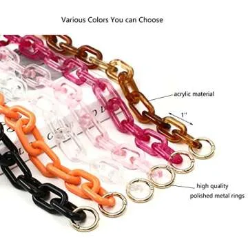Yichain Chunky Acrylic Purse Strap Bag Chain Handle Replacement,Handbag Purse Making Accessory Decoration (Rose)