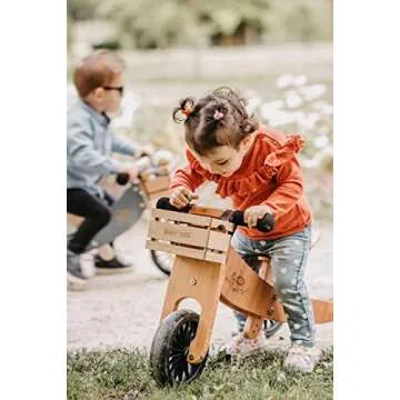 Kinderfeets New, Kids Tiny Tot Plus Balance Bike, Adjustable Seat, Puncture Proof Tires, Pedal-Free Training Bicycle for Children and Toddlers Ages 18 Months and up (Bamboo)