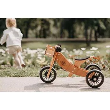 Kinderfeets New, Kids Tiny Tot Plus Balance Bike, Adjustable Seat, Puncture Proof Tires, Pedal-Free Training Bicycle for Children and Toddlers Ages 18 Months and up (Bamboo)