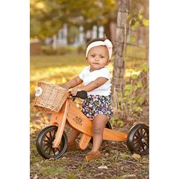 Kinderfeets New, Kids Tiny Tot Plus Balance Bike, Adjustable Seat, Puncture Proof Tires, Pedal-Free Training Bicycle for Children and Toddlers Ages 18 Months and up (Bamboo)