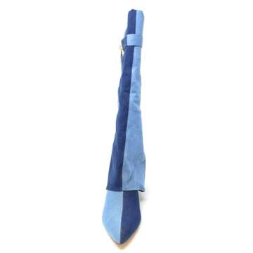 Liliana Women Knee High Wedge Boot Mutto-1 Double Denim-M1 8