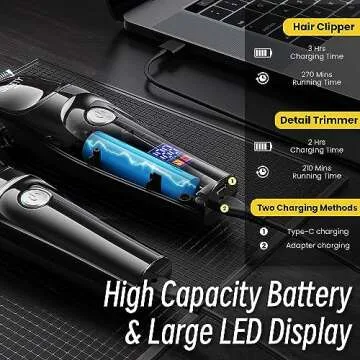 Ukeety Hair Clippers for Men Professional Beard Trimmer Cordless Hair Clippers with LED Display Rech...