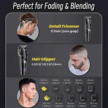Ukeety Hair Clippers for Men Professional Beard Trimmer Cordless Hair Clippers with LED Display Rechargeable T-Blade Hair Trimmer Hair Cutting Kit for Household Barber Kit