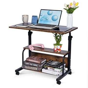Laventer Adjustable Laptop Desk - Portable & Rolling with Storage for Home Office