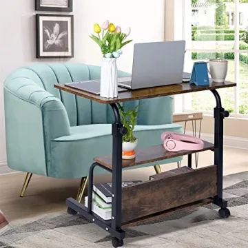 Laventer Adjustable Laptop Desk on Wheels for Small Spaces